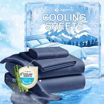 Deep Pocket Cooling Bamboo Sheets Set - Ultra Soft Bamboo Queen Sheets Set - Breathable & Skin-Friendly, Kids Fitted Sheet, Flat Sheet And Pillowcases - Super Soft, Wrinkle Free - Perfect Gift for Ice Cooling Sleep