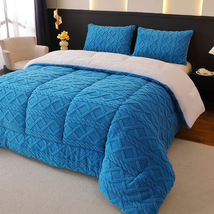 1pc Thickened Soft Plush Comforter - Warm and Comfortable Double-Sided Fleece Design Thick Quilt, Machine Washable Quilted Polyester Winter Bedding, Cozy All-Season Warmth, Beige Plaid Design for Minimalist, Ideal Luxury Bedding & Rustic Style Decor