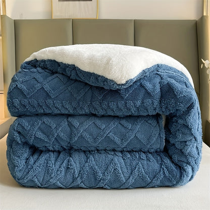 [Warm Plush Quilt] 1pc, Solid 3D Jacquard, Warm Taffeta Plush All-Season Quilt, Soft And Comfortable Skin-Friendly (Single Quilt, Pillowcase And Sheet Not Included) Machine Washable Suitable for Bedroom, Hotel Room And Other Bedding