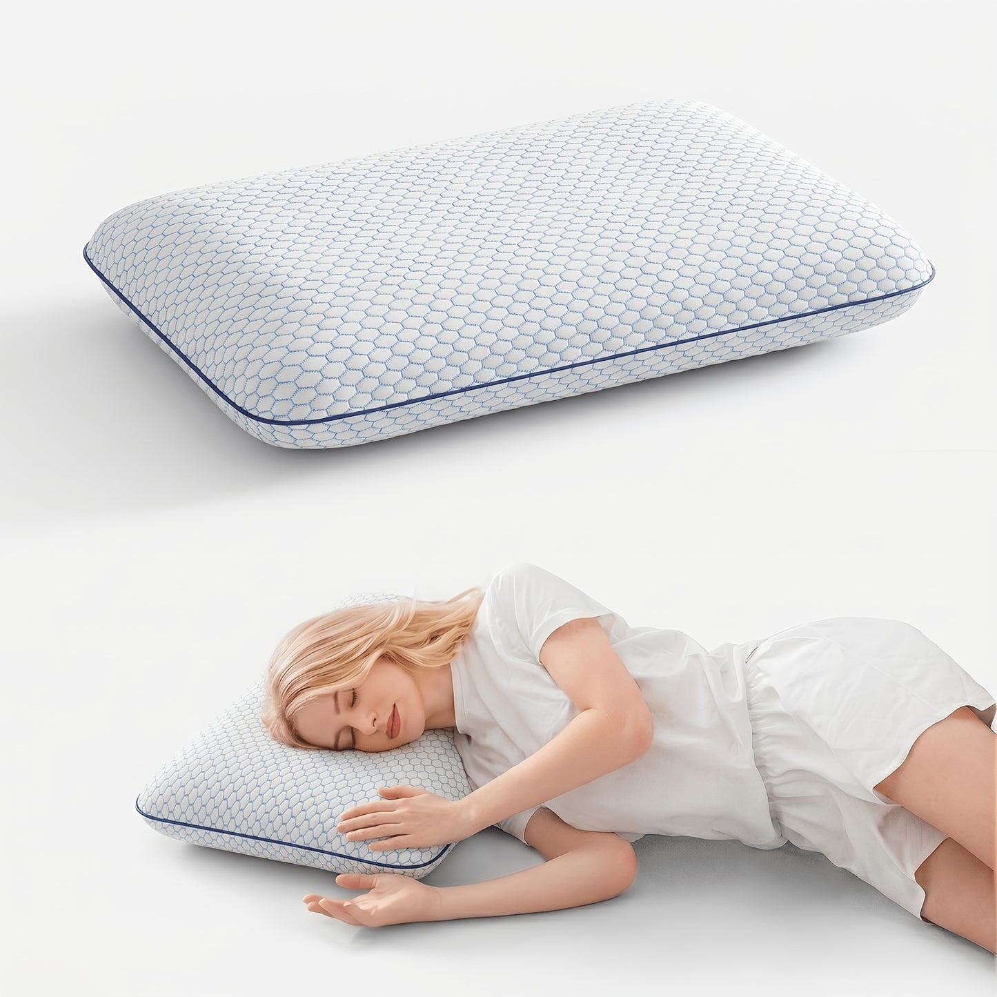 1pc Slow Rebound Pillow, Deep Sleep Pillow to Protect the Cervical Spine and Assist Sleep for Adults, Modern Leisure Bread Double-sided Pillow, Zero Foam Sponge Pillow.