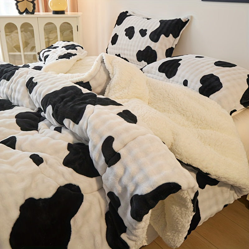 Extra-Thick Fleece Quilt Set- Bedding for Christmas Room Decor, Thickened Down Quilt Set, Comforter Sets Queen, Christmas Decorations for Home, Blankets