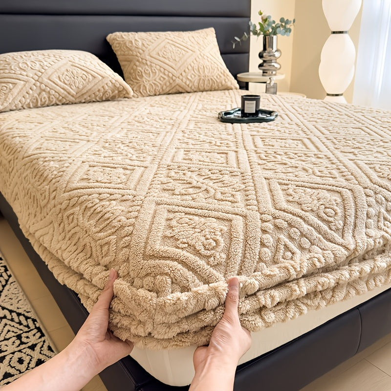 European Embossed Super Soft Bed Sheet/Blanket- Four Season Universal Warm Mattress Protective Cover, Soft Machine Washed Bedding, Deep Pocket Design, Suitable For Multiple Specifications Twin, Queen, King, Full.(NO Pillowcase) Gifts For Parents