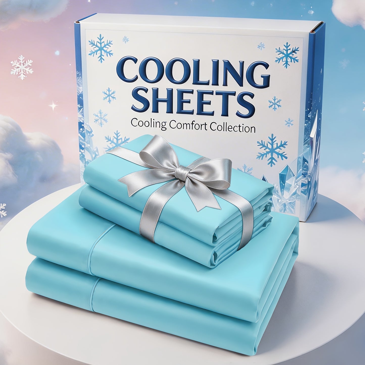 3pcs/ 4pcs Bamboo Cooling Bed Sheet Set -14"Deep Pocket, Exquisite Pinch Pleat, Shrink-Resistant, Fade-Resistant, Skin-Friendly Bedding with 1or2 Pillowcases, 1 Flat Sheet, 1 Fitted Sheet, Dorm Bedding for College, Cozy Comfort
