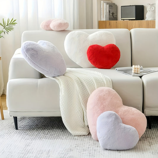 A Soft Pink Heart-Shaped Artificial Plush Pillow Available in Seven Colors, Perfect for Both Indoor And Outdoor Decor. It'S Made of Machine-Washable Polyester, Making It an Ideal Valentine'S Day Gift for And Women, Featuring a Plush Texture