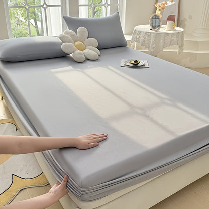 1 Easy Solid Color Bed Sheet, Without Pillowcases - Household Mattress Protector, Hotel Mattress Dust Cover, 360-Degree Full Coverage, Non-Slip, Made of Easy-Care Material, Comfortable And Durable, Suitable for All Seasons