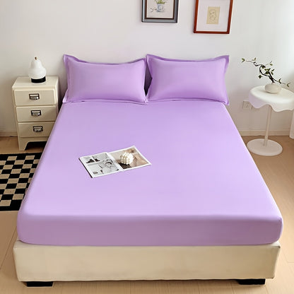 Solid Color Fitted Sheet, Soft, Skin-Friendly, and Breathable Bedding, Washable, Suitable for All Seasons, Hotel Mattress Protector. One Single Fitted Sheet, Pillowcases Not Included. Microfiber Brushed Finish Bed Sheet in Dark Blue