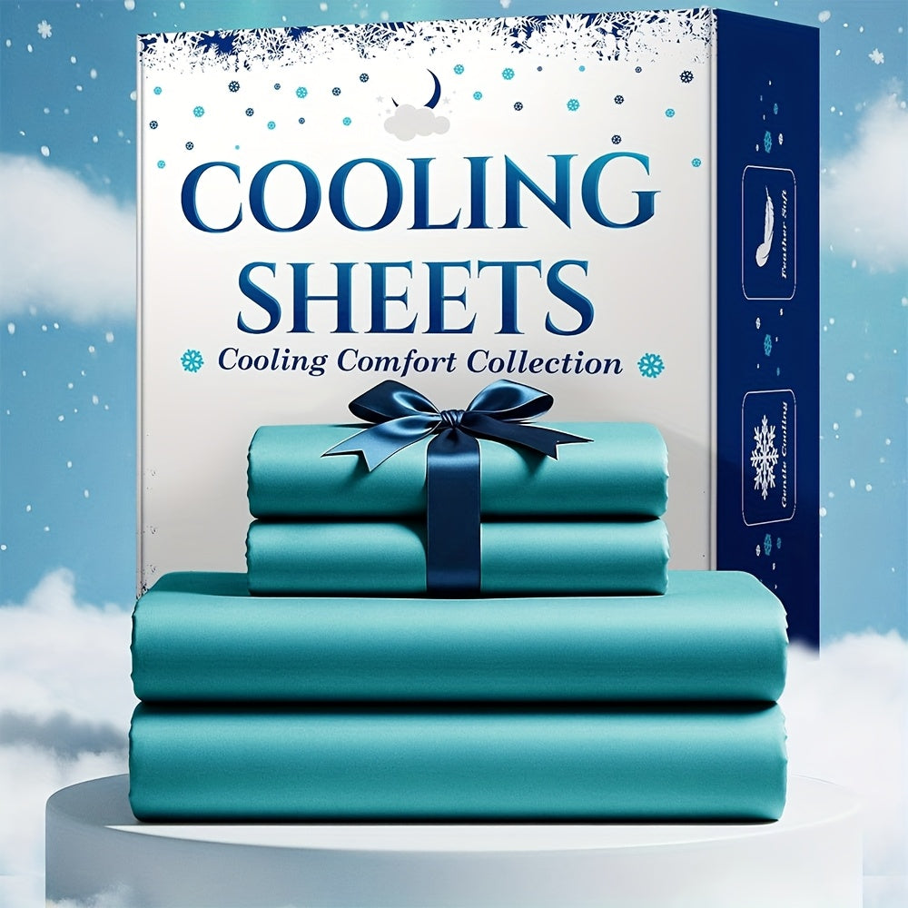 4pcs Cooling Bamboo Bed Sheet Set, Kids 4000 TC Extra Deep Pocket 20 Inch Bed Sheet, Luxury Soft Hotel & Cooling Sheet Set For Hot Sleepers, Wrinkle & Shrink Resistant, Fitted Sheet+Flat Sheet+Pillowcases, Twin/ Full/ Queen/ King, Best Summer Choice