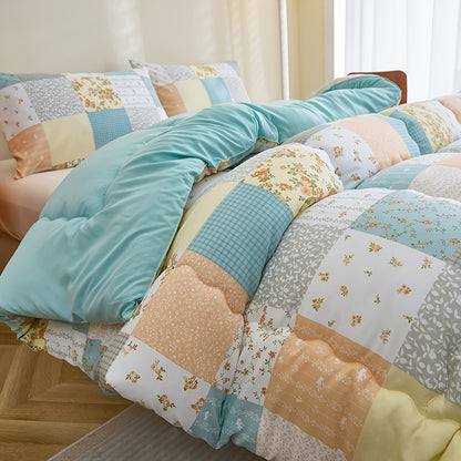 [Bohemian Comforter Set] 3pcs Set with Bohemian Style Pattern, Simple AB-Version Color Blocking Technique, Reactive Printing on Ultra-Soft Skin-Friendly Fabric, Suitable for Bedrooms, Guest Rooms, and Travel Gifts - Thick Comforter Set