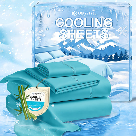 Deep Pocket Cooling Bamboo Sheets Set - Ultra Soft Bamboo Queen Sheets Set - Breathable & Skin-Friendly, Kids Fitted Sheet, Flat Sheet And Pillowcases - Super Soft, Wrinkle Free - Perfect Gift for Ice Cooling Sleep