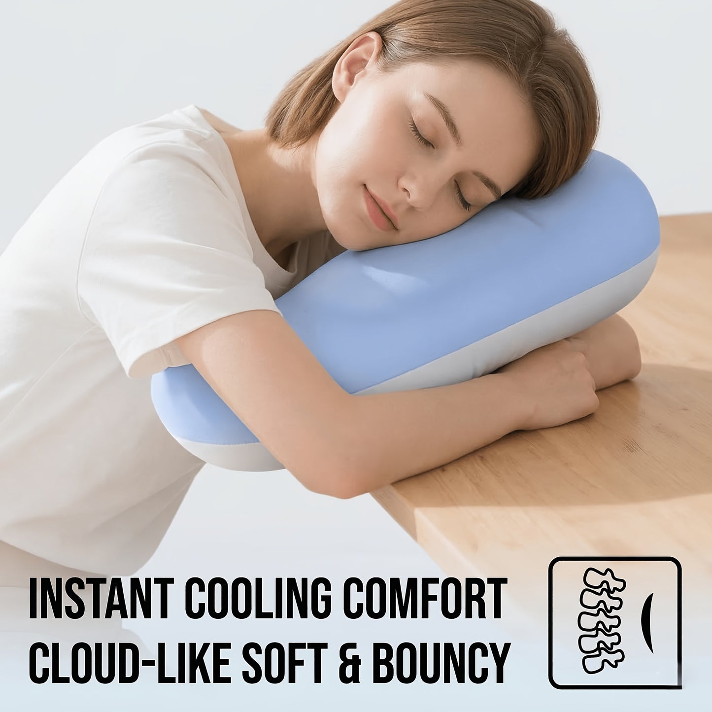 ELHIVE Cooling Memory Foam Nap Pillow for Office Desk, Ergonomic Face Down Pillow for Sleeping, No Numb Arms Design, Multi-functional Lumbar Support Cushion for Back & Waist, Portable Travel Pillow