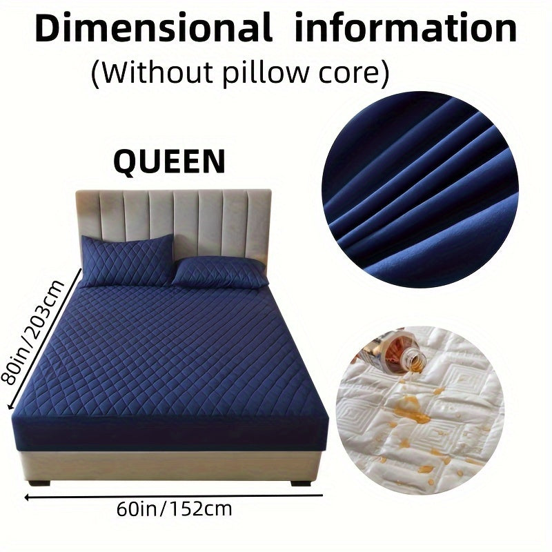 2/3pcs Two-Piece/Three-Piece Multi-Color Waterproof Fitted Sheet Set Waterproof Mattress Protector Fitted Sheet and Pillowcase Set Anti-slip Full Cover Protection Cover