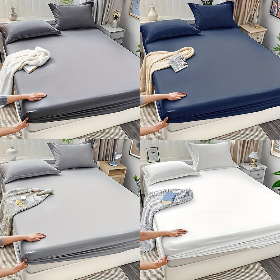 3pcs Soft And Breathable Solid Color Bed Sheet Set, 14" Deep Pocket, All-Season Comfort, Includes 1 Fitted Sheet & 1 Or 2 Pillowcases, Machine Washable for Easy Care