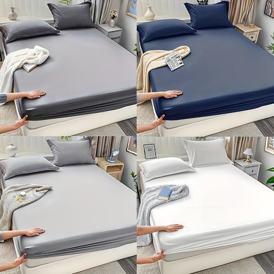 3pcs Soft And Breathable Solid Color Bed Sheet Set, 14" Deep Pocket, All-Season Comfort, Includes 1 Fitted Sheet & 1 Or 2 Pillowcases, Machine Washable for Easy Care
