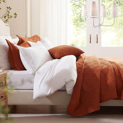 Set of Quilts in Twin, Queen, King, Or California King Sizes, Available in Lightweight Options of White, Black, Olive Green, Burnt Orange, And Sage Green. These Soft Microfiber Summer Quilts Serve As Luxurious Warm Coverlets Suitable for Any Season