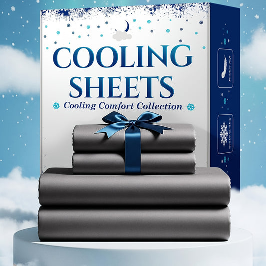 4pcs Cooling Bamboo Bed Sheet Set, Kids 4000 TC Extra Deep Pocket 20 Inch Bed Sheet, Luxury Soft Hotel & Cooling Sheet Set For Hot Sleepers, Wrinkle & Shrink Resistant, Fitted Sheet+Flat Sheet+Pillowcases, Twin/ Full/ Queen/ King, Best Summer Choice