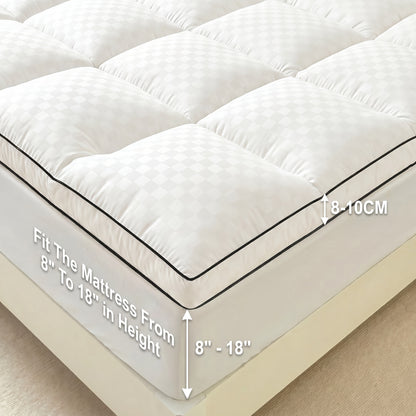 Mattress Topper, Pillow Top Mattress Cover Quilted Fitted Mattress Protector Top Stretches Up 8-21" Deep Pocket Cooling 1000GSM