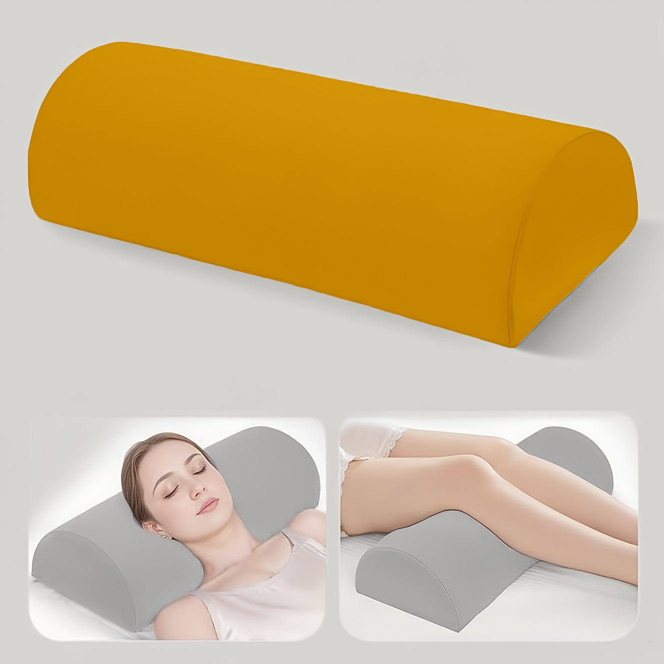 1pc Half Moon Pillow, Leg, Knee, Back of Neck, and Lumbar Support Pillow, Suitable for Back or Side Sleepers, Semi-Rolled Round Pillow, Comfort for Ankles and Feet, Head, Neck, Spine, and Hips