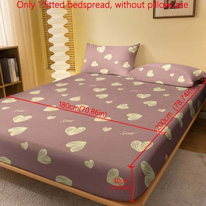 1pc Fitted Sheet, Red And White Heart Pattern Printed Bedding, Soft Comfortable Breathable Fitted Sheet for Bedroom, Guest Room, Fitted Bed Sheet Only