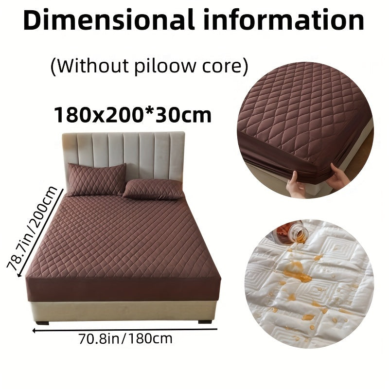 2/3pcs Two-Piece/Three-Piece Multi-Color Waterproof Fitted Sheet Set Waterproof Mattress Protector Fitted Sheet and Pillowcase Set Anti-slip Full Cover Protection Cover