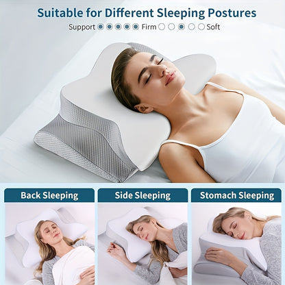 1pc Cooling Pillow for Neck Support, Adjustable Cervical Neck Pillow for Sleeping, Ergonomic Pillows, Contoured Bed Cushion Pillow for Side Back Stomach Sleeper