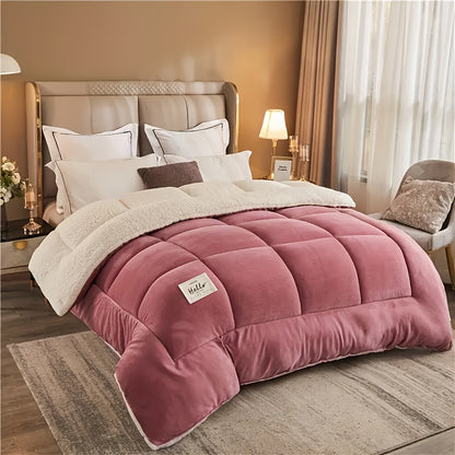 1pc of Luxurious and Comfortable Thick Plush Warm Winter Quilt - Soft and Skin-friendly Bedding, Quilted with a Quilting Process, Machine Washable, Suitable for Modern Minimalist Bedrooms, Simple Style Decor, Plush Texture, Multi-purpose