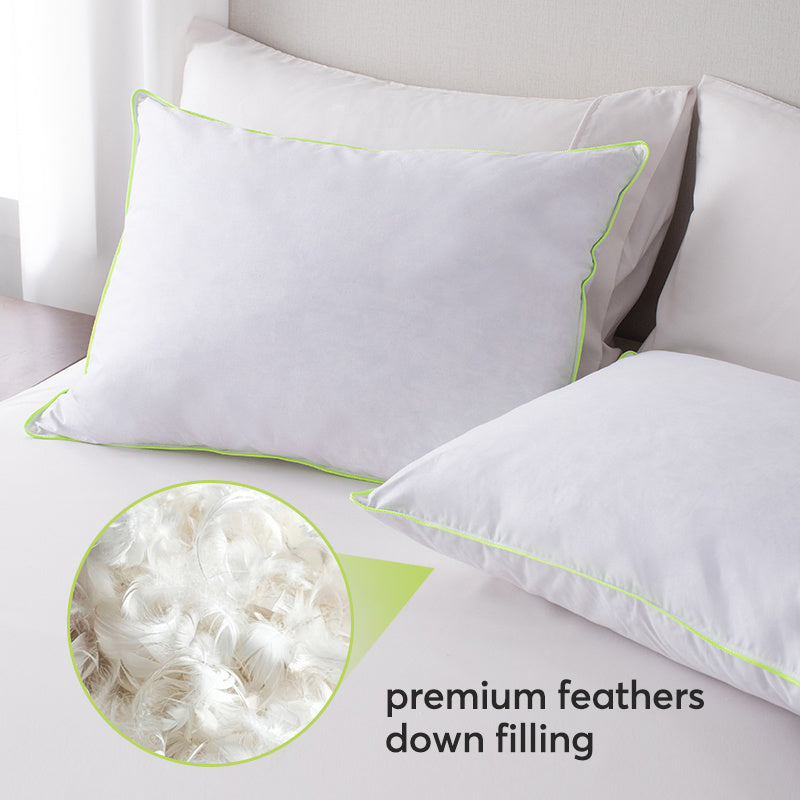 Premium Down and Feather Bed Pillow Already Gift Wrapped for Present - Christmas - Birthday - Anniversary - Wedding - Cotton Fabric Pillow- Hypoallergenic for Sleep Bedroom Bed Hotel Guest Room - Home Bedding Decor and Accessories