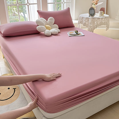 1 Easy Solid Color Bed Sheet, Without Pillowcases - Household Mattress Protector, Hotel Mattress Dust Cover, 360-Degree Full Coverage, Non-Slip, Made of Easy-Care Material, Comfortable And Durable, Suitable for All Seasons