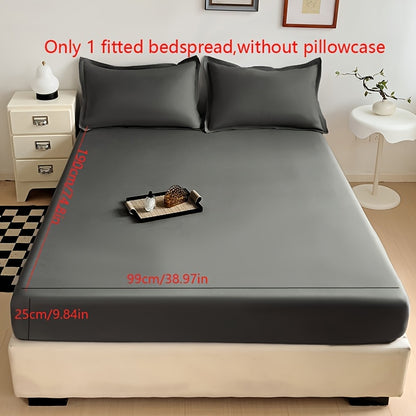 Solid Color Fitted Sheet, Soft, Skin-Friendly, and Breathable Bedding, Washable, Suitable for All Seasons, Hotel Mattress Protector. One Single Fitted Sheet, Pillowcases Not Included. Microfiber Brushed Finish Bed Sheet in Dark Blue