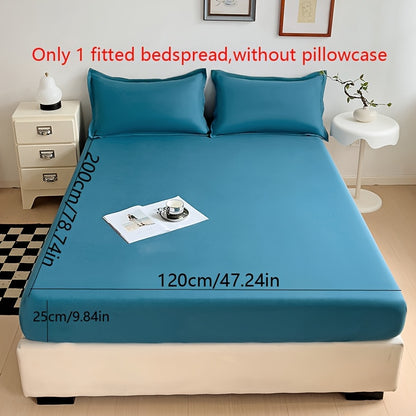 Solid Color Fitted Sheet, Soft, Skin-Friendly, and Breathable Bedding, Washable, Suitable for All Seasons, Hotel Mattress Protector. One Single Fitted Sheet, Pillowcases Not Included. Microfiber Brushed Finish Bed Sheet in Dark Blue
