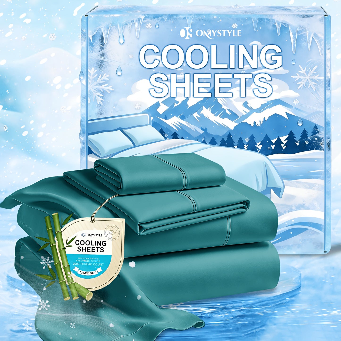 Deep Pocket Cooling Bamboo Sheets Set - Ultra Soft Bamboo Queen Sheets Set - Breathable & Skin-Friendly, Kids Fitted Sheet, Flat Sheet And Pillowcases - Super Soft, Wrinkle Free - Perfect Gift for Ice Cooling Sleep