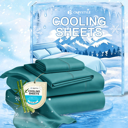 Deep Pocket Cooling Bamboo Sheets Set - Ultra Soft Bamboo Queen Sheets Set - Breathable & Skin-Friendly, Kids Fitted Sheet, Flat Sheet And Pillowcases - Super Soft, Wrinkle Free - Perfect Gift for Ice Cooling Sleep