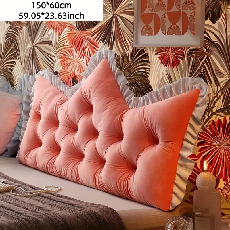 1pc Large Backrest Pillow, Bedside Pillow for Sofa Bed, Crown Shaped Backrest Cushion Pillow, Bedroom Supplies, Home Decor, Shaped Bed Backrest Pillow with Zipper Closure, Decorative Headboard And Tatami Support Cushion for Back Sleepers