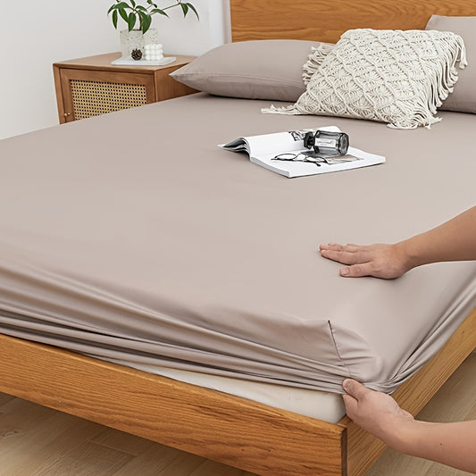 1pc Solid Color Single-Layer Quilted Fitted Sheet, Single Fitted Sheet, Bed Cover, Winter Solid Color, Available in Various Colors and Sizes. Includes Only 1 Fitted Sheet, No Pillowcases, No Pillow Inserts