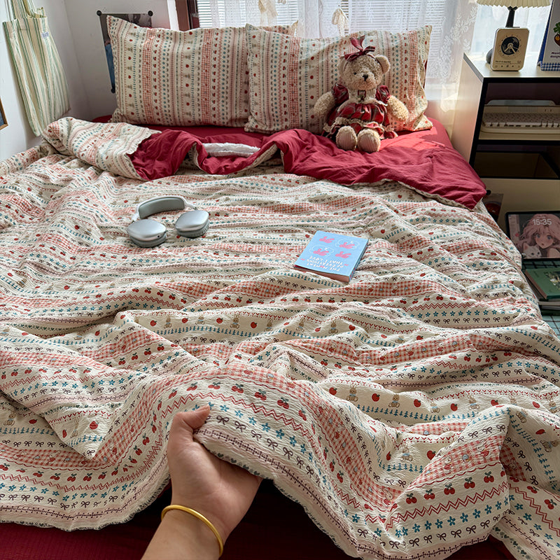 1pc, Bohemian Style Single Summer Quilt (Pillow Core And Pillowcase Not Included), Soft And Smooth Texture, Skin-Friendly And Comfortable, Breathable And Cool, Machine Washable, Suitable for Bedroom Decoration, Travel, Camping