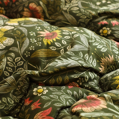 1pc Charming Floral & Leaf Design Quilted Comforter - 100% Polyester, Medium Weight All-Season Bedding, Machine Washable for Bedroom & Living Room Decor