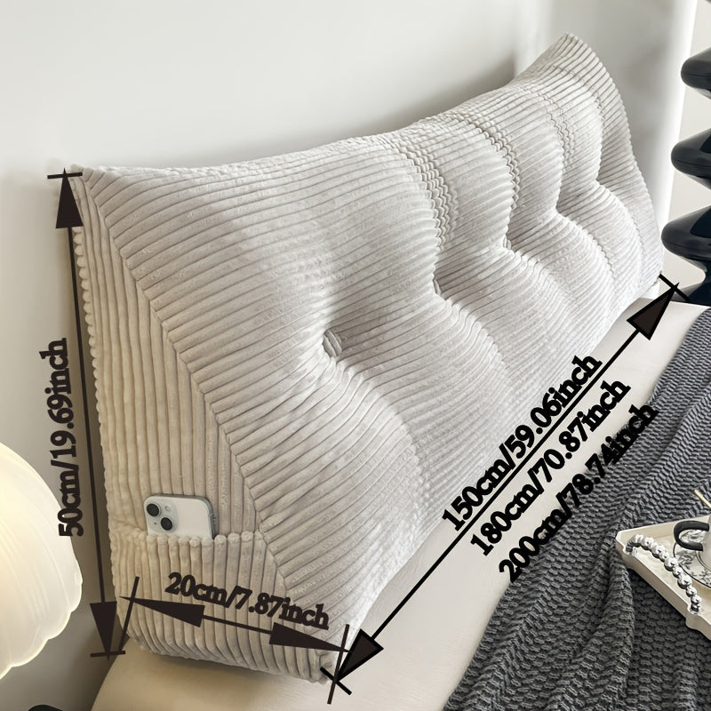 1pc Plush Large Pillow, Bedhead Cushion, Wedge-Shaped Velvet Cushion, Thick And Warm, with Fine Fabric, Utilized for Relaxation on The Bedhead Or Sofa
