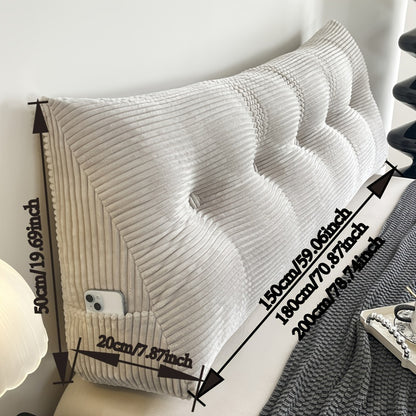 1pc Plush Large Pillow, Bedhead Cushion, Wedge-Shaped Velvet Cushion, Thick And Warm, with Fine Fabric, Utilized for Relaxation on The Bedhead Or Sofa