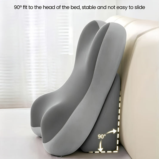 Reading Pillow for Sitting Up in Bed, Ergonomic Back Support Pillow with Memory Foam Lumbar Support, Adjustable 2-Piece Split Design Bed Rest Cushion, Non-Slip Comfortable Backrest for Watching TV, Gaming, Working, Nursing