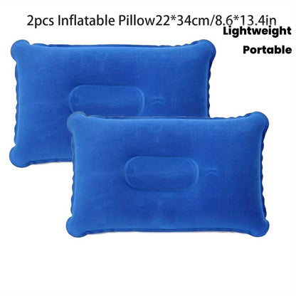 2 Inflatable Camping Pillows - Travel Square Neck Pillow, Lightweight Multifunctional, Portable Comfortable, Suitable for Office, Camping, Hiking, Car, Nap And Vacation
