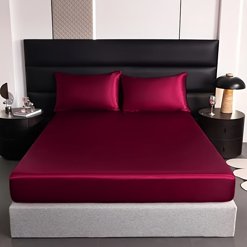 1 Luxurious Solid Satin Sheet for Soft and Comfortable Bedding - Ideal for Bedrooms and Guest Rooms