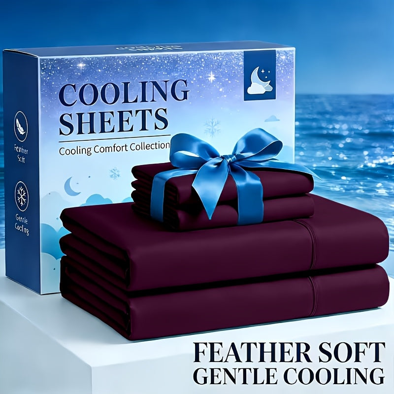 4pcs Cooling Bamboo Fiber Fitted Sheet Set, Children's 4000 TC Extra Deep Pocket 20-inch Sheet, Luxurious Soft Hotel-style Cooling Sheet Set, Suitable for People Who Are Sensitive to Heat, Wrinkle-resistant And Shrink-resistant, Includes Fitted