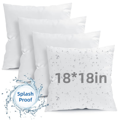 4pcs 18×18/20X20/12X20 in Pillow Inserts, Large Throw Pillows Insert, High Quality Couch Pillows, Square Pillow for Patio, Furniture, Bed, Living Room, Garden, White