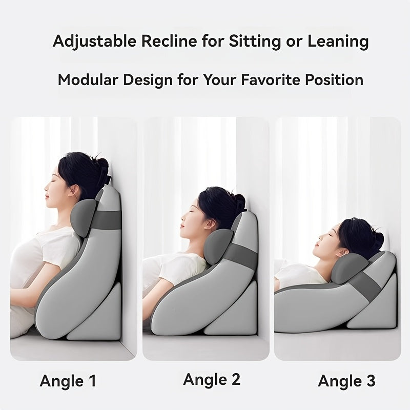 Adjustable Backrest Support Pillow for Sitting or Leaning, Ergonomic Cushion for Reading, Resting and Relaxing at Home, Soft Neck & Lower Back Support, Multi-Angle Design for Comfortable Lounge Seating
