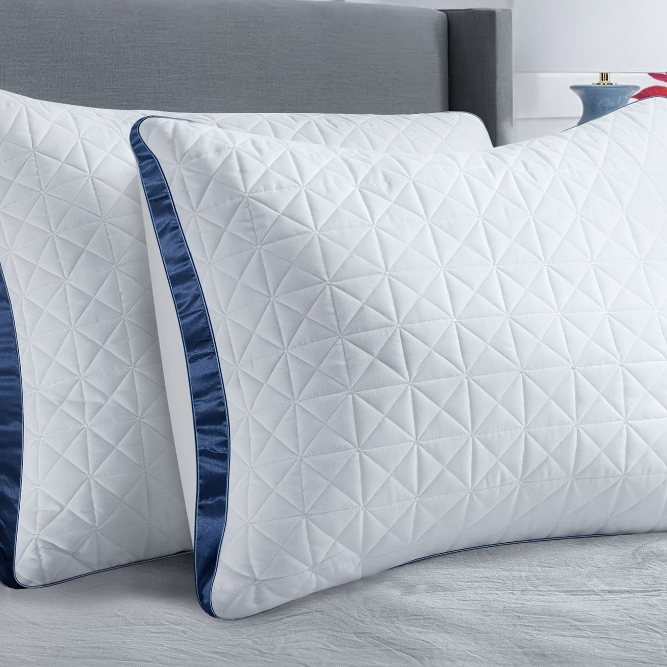 Pillows Set Of 2 - Hotel Luxury Bed Pillows for Sleeping 2 Pack, Supportive Breathable Down Alternative Gusseted Pillow for Side Stomach Or Back Sleepers