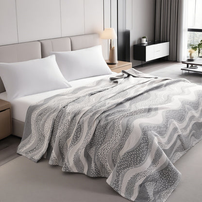 3 Layers Egyptian Cotton Muslin Bed Blanket, Breathable Yarn Dyed Quilt Perfect for Couch, Bed, Office and Travel, Perfect Lightweight Blanket for All Seasons