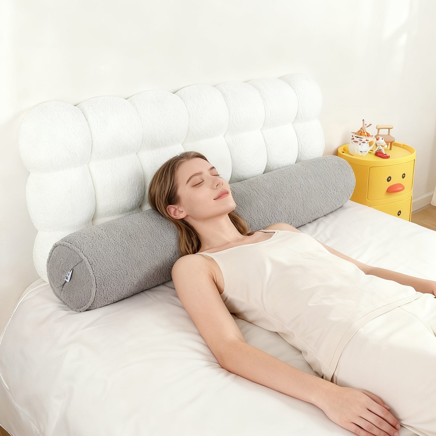 Teddy Long Body Pillow for Women Side Sleepers with Leg Wedge, Men's Version Bedroom Sleeping Pillow, Specialized Bed Pillow