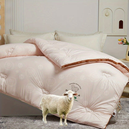 New Modern Style Australian Wool Quilt - Thick And Warm, Suitable for Autumn And Winter, Quilted Design, Filling: Wool + Superfine Fiber, Soft And Skin-Friendly Warm Bedding for Autumn And Winter