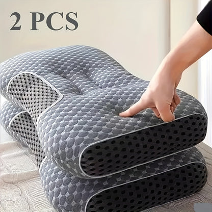 1pc/2pcs Cervical Pillow, Ergonomic Neck Pillow for Side, Back And Stomach Sleepers with Breathable Pillowcase - Big Size 1000G/2000G