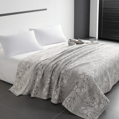 3 Layers Egyptian Cotton Muslin Bed Blanket, Breathable Yarn Dyed Quilt Perfect for Couch, Bed, Office and Travel, Perfect Lightweight Blanket for All Seasons