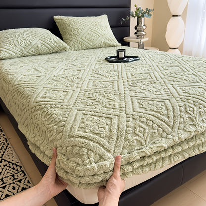 European Embossed Super Soft Bed Sheet/Blanket- Four Season Universal Warm Mattress Protective Cover, Soft Machine Washed Bedding, Deep Pocket Design, Suitable For Multiple Specifications Twin, Queen, King, Full.(NO Pillowcase) Gifts For Parents